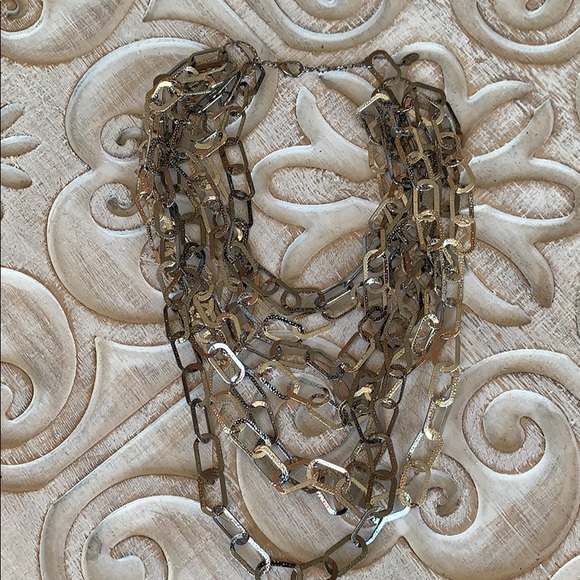 Silver and darkened silver multi strand necklace - Picture 2 of 3